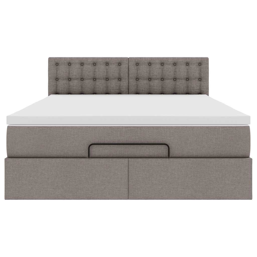 vidaXL Łóżko otomana z materacem i diodami LED, taupe, 140x190 cm,