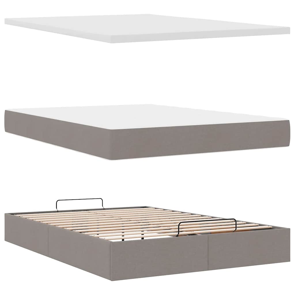 vidaXL Łóżko otomana z materacem i diodami LED, taupe, 140x190 cm,