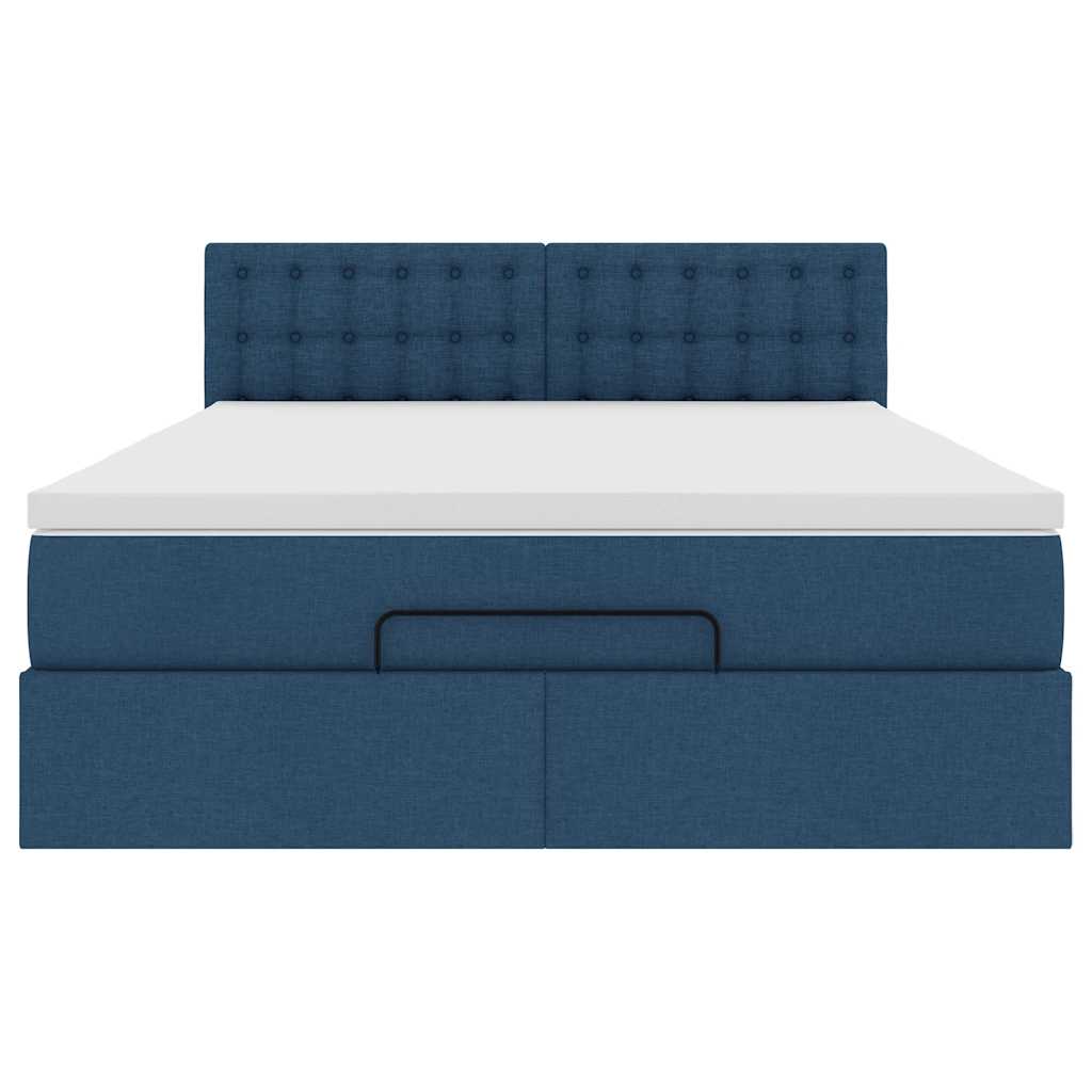 vidaXL Łóżko Ottoman z materacem i diodami LED Niebieski 140x190 cm