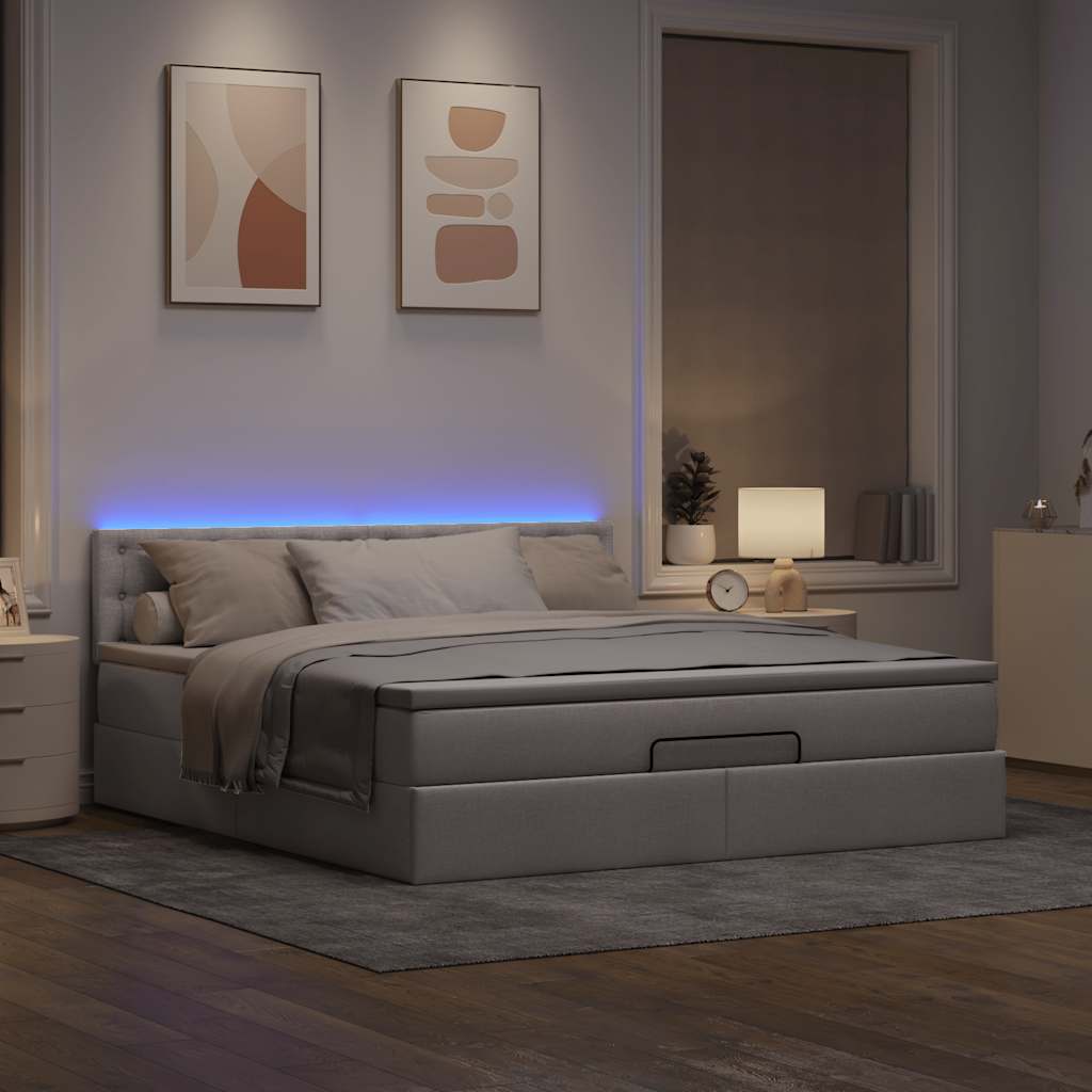vidaXL Rama łóżka otomana z materacem, taupe, 160x200 cm, tkanina