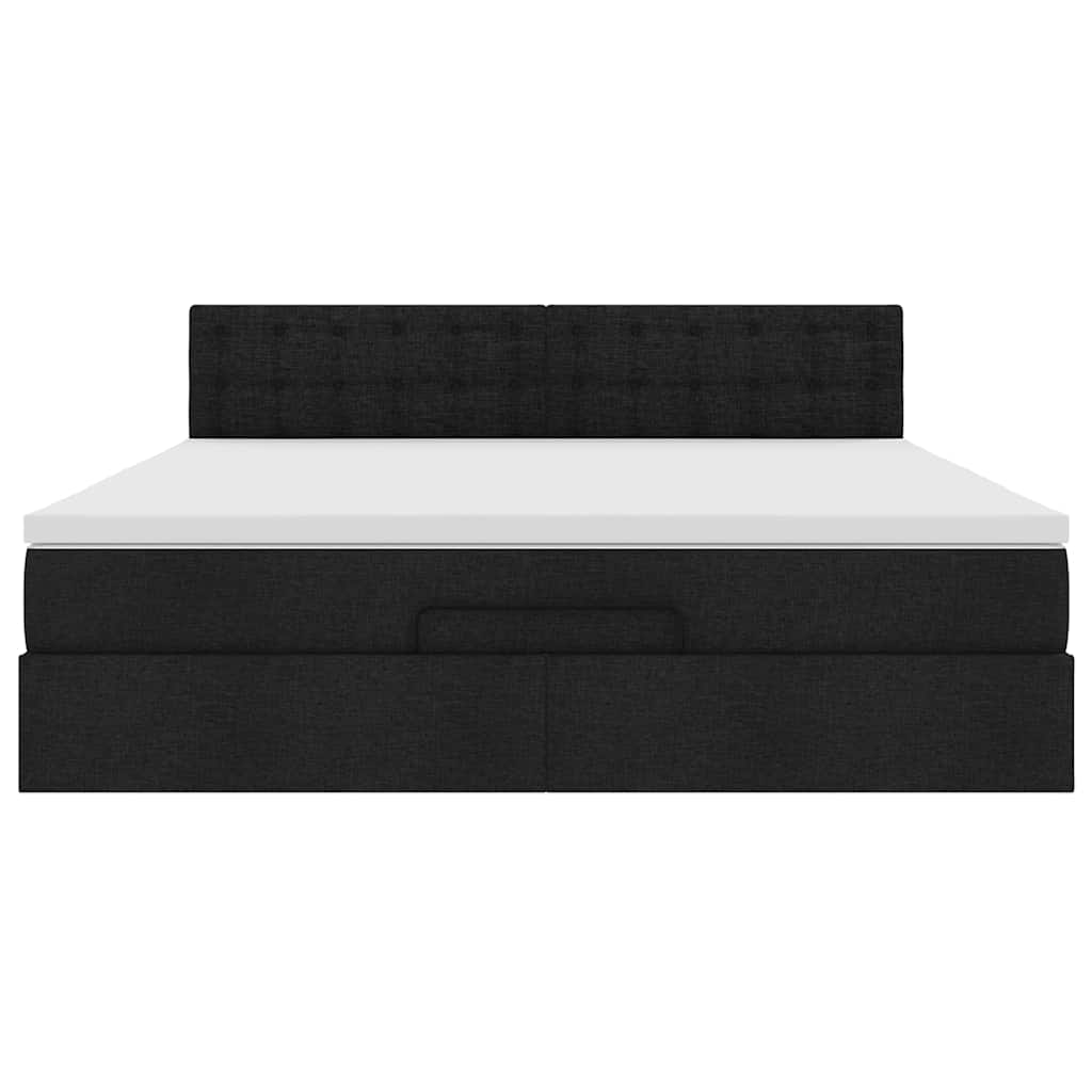 vidaXL Łóżko Ottoman z materacem i LED, czarny, 180x200cm, tkanina