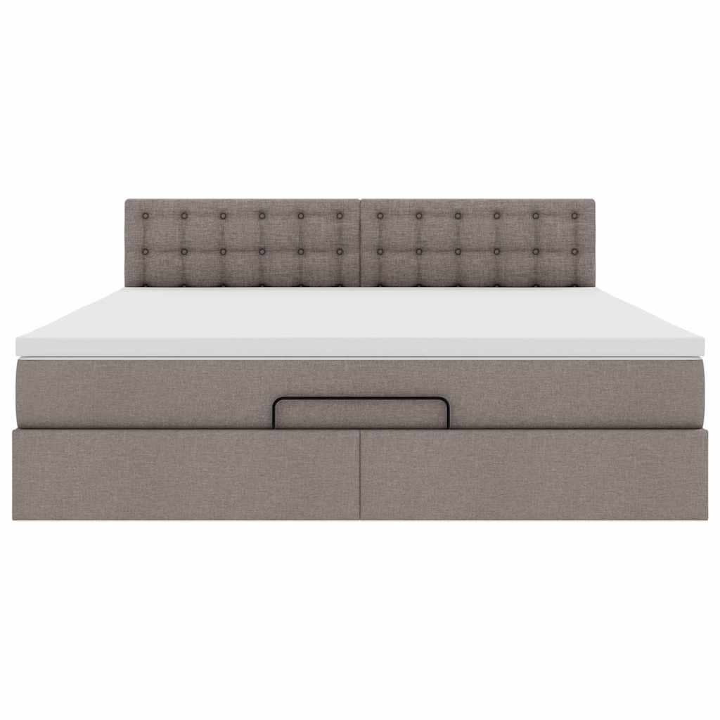 vidaXL Łóżko otomana z materacem i LED, taupe, 180x200cm, tkanina