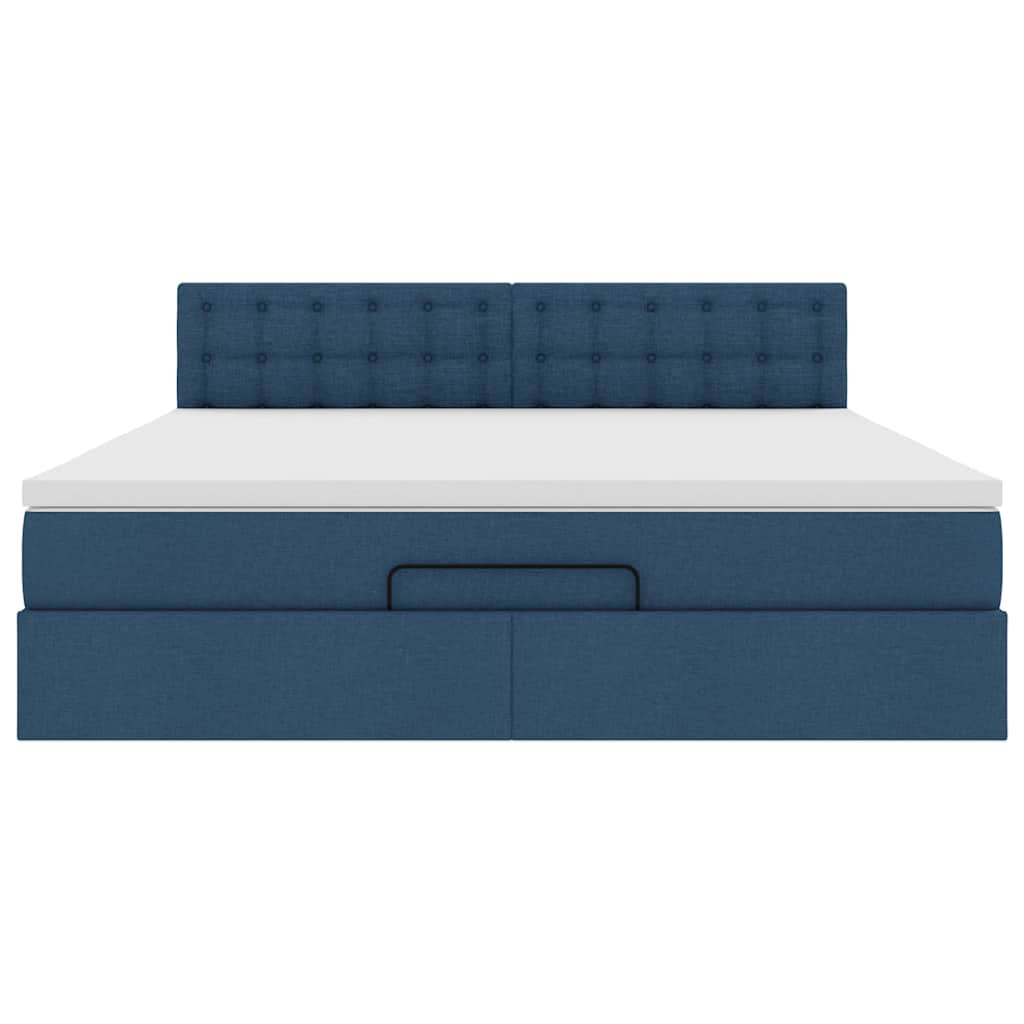 vidaXL Łóżko Ottoman z materacem i LED, niebieski, 180x200cm, tkanina