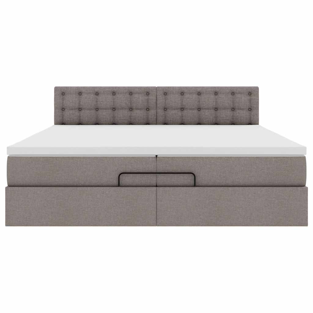 vidaXL Rama łóżka otomana z materacami, taupe, 200x200 cm, tkanina