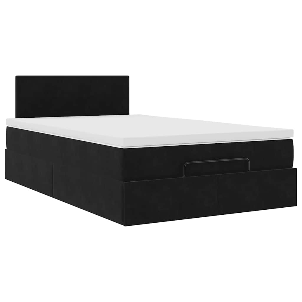 vidaXL Łóżko otomana z materacem i LED, czarny, 120x190cm, aksamit