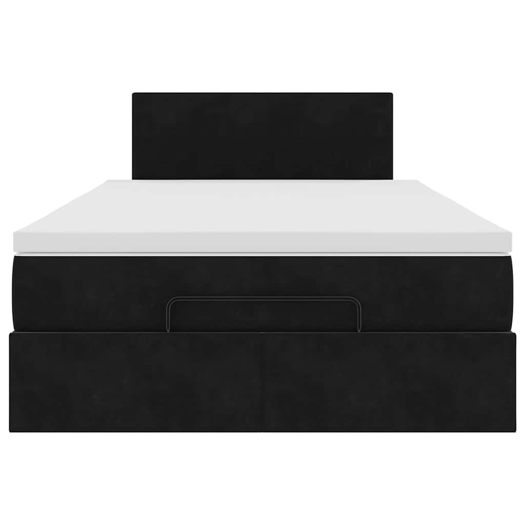 vidaXL Łóżko otomana z materacem i LED, czarny, 120x190cm, aksamit