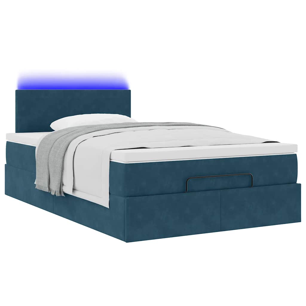 vidaXL Łóżko otomana z materacem i LED, ciemnoniebieski, 120x190cm
