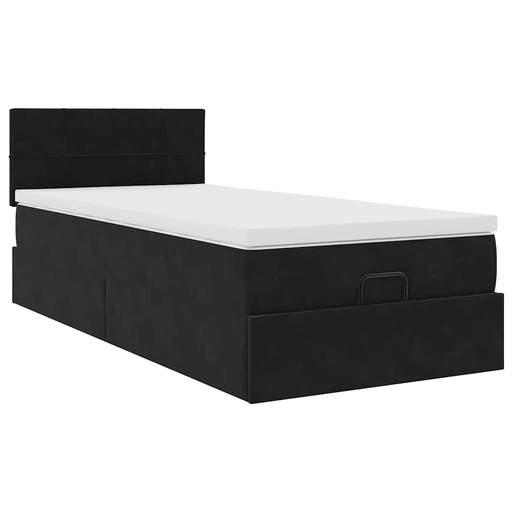vidaXL Łóżko Ottoman z materacem i LED, czarny, 80x200cm, aksamit