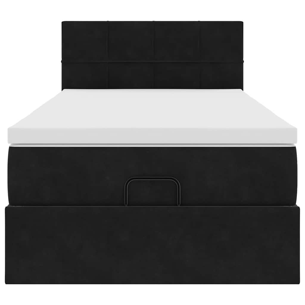 vidaXL Łóżko Ottoman z materacem i LED, czarny, 80x200cm, aksamit