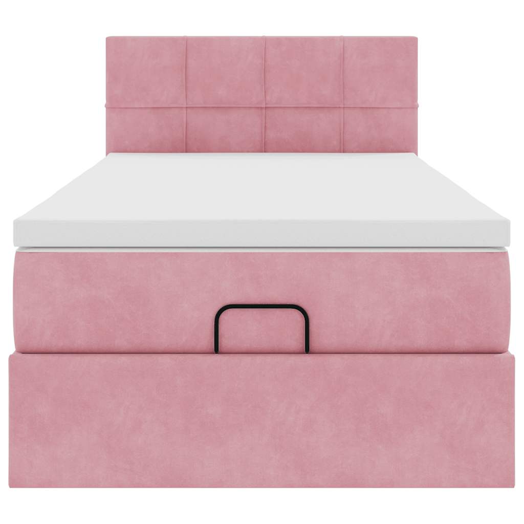vidaXL Łóżko Ottoman z materacem i LED, różowy, 80x200cm, aksamit