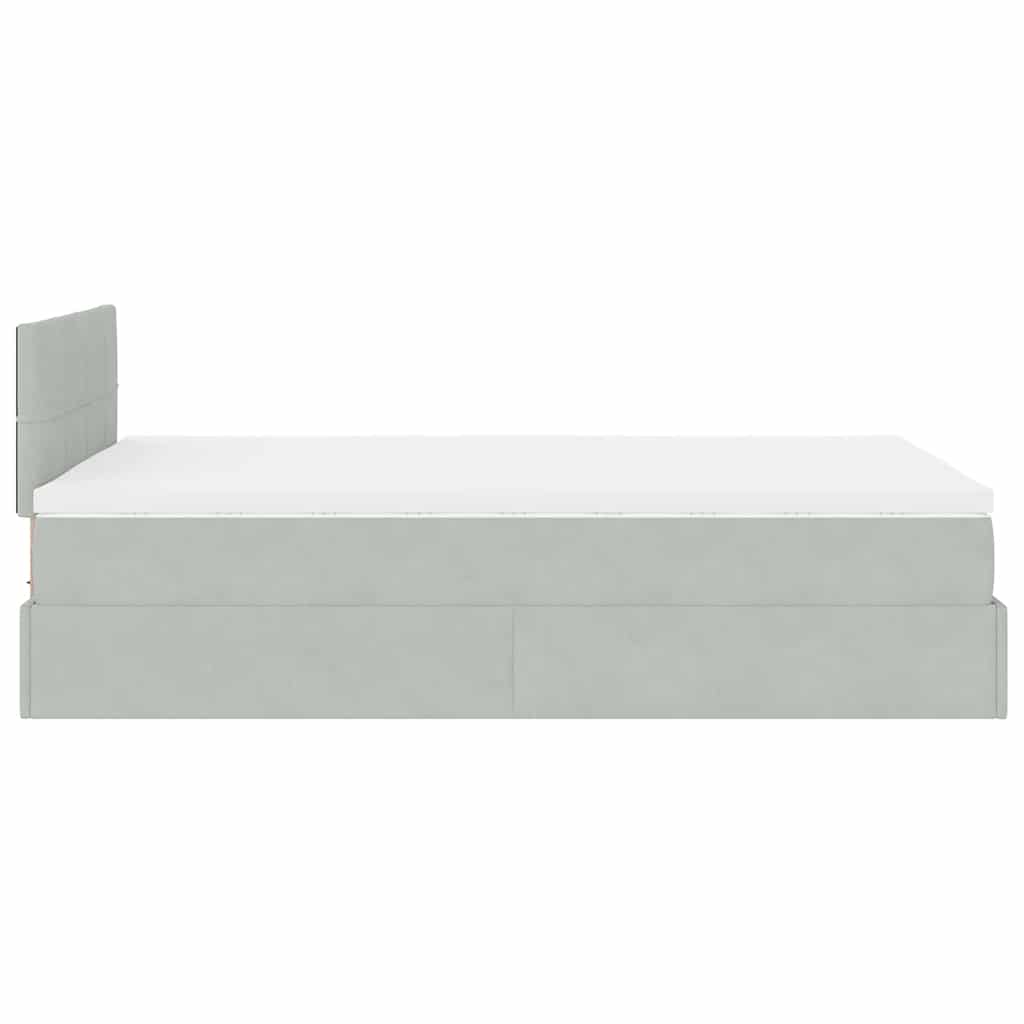 vidaXL Łóżko otomana z materacem i LED, jasnoszary, 120x190cm, aksamit
