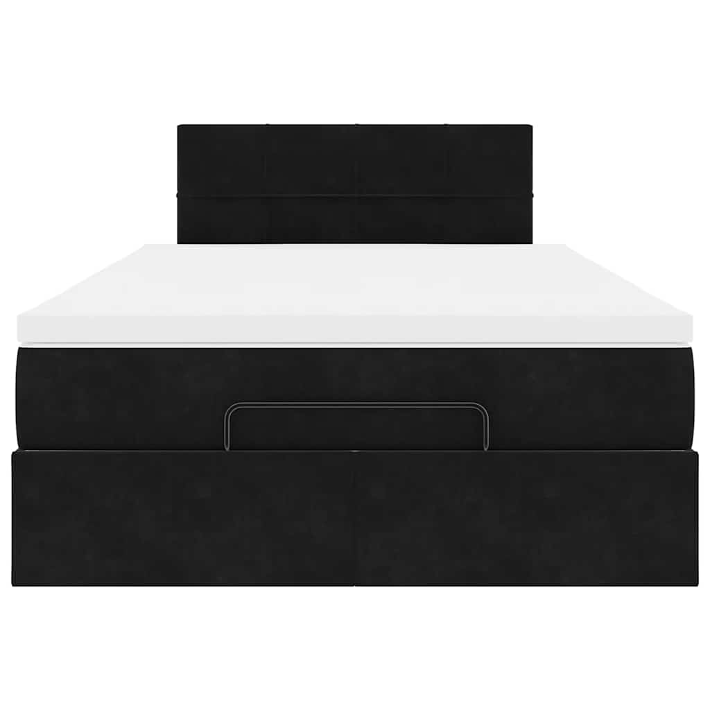 vidaXL Łóżko otomana z materacem i LED, czarny, 120x190cm, aksamit