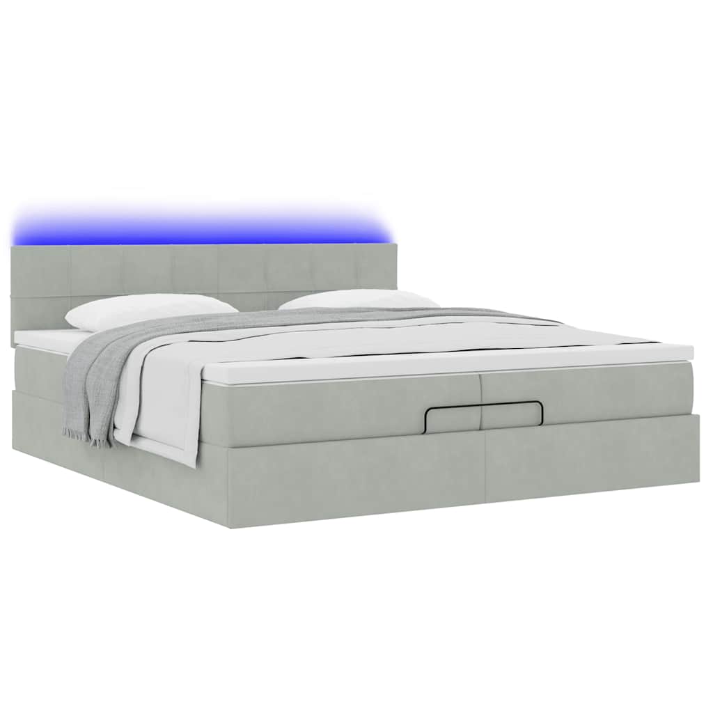 vidaXL Rama łóżka otomana z materacami, szara, 200x200 cm, aksamit
