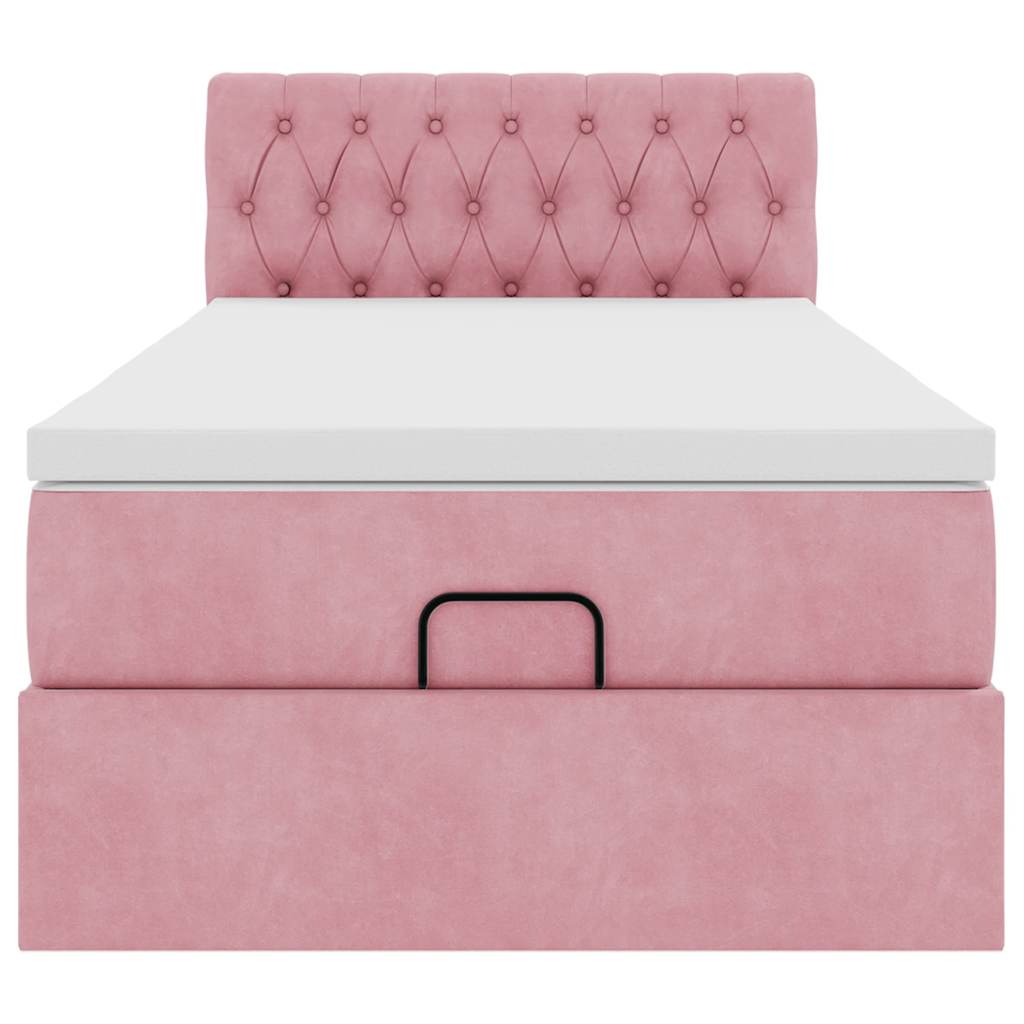 vidaXL Łóżko Ottoman z materacem i LED, różowy, 80x200cm, aksamit