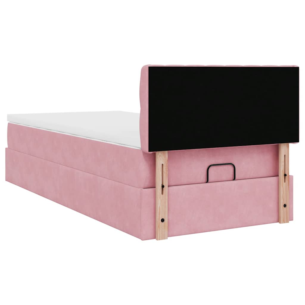 vidaXL Łóżko Ottoman z materacem i LED, różowy, 80x200cm, aksamit