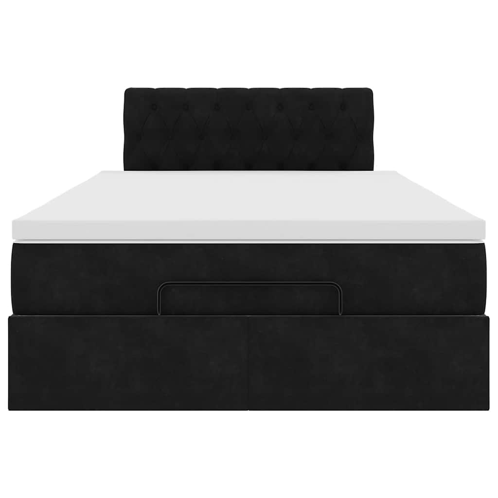 vidaXL Łóżko otomana z materacem i LED, czarny, 120x190cm, aksamit