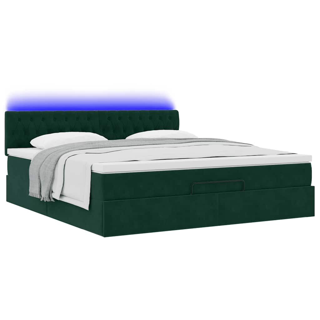 vidaXL Rama łóżka otomana z materacem, zielona, 180x200 cm, aksamit
