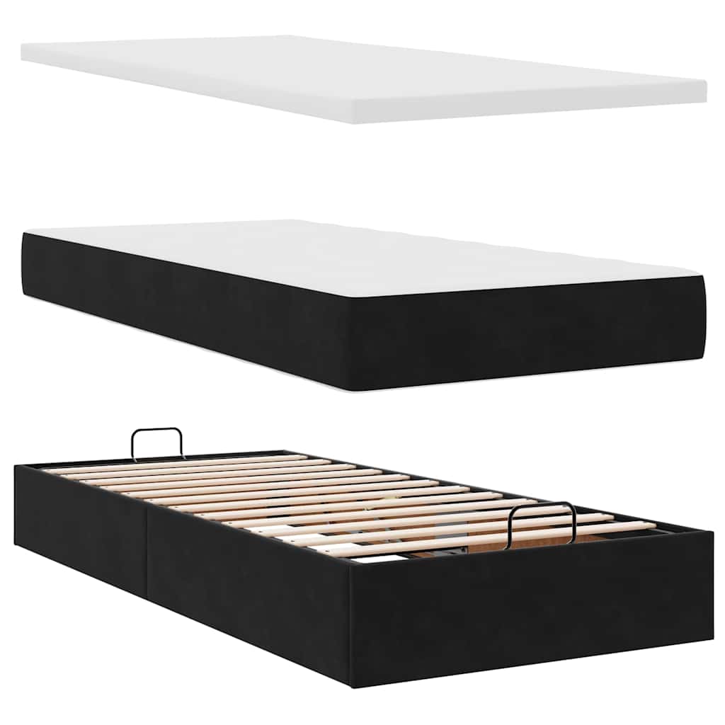vidaXL Łóżko Ottoman z materacem i LED, czarny, 80x200cm, aksamit