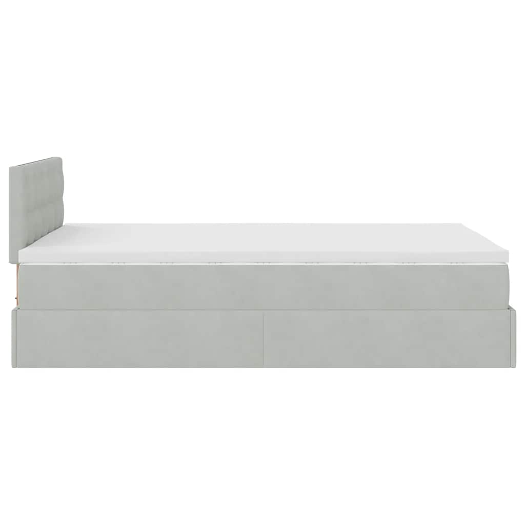 vidaXL Łóżko otomana z materacem i LED, jasnoszary, 120x190cm, aksamit