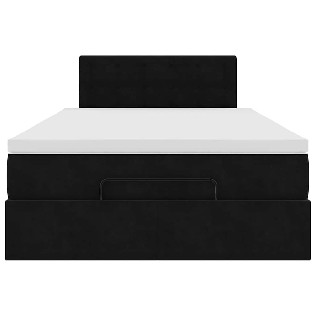 vidaXL Łóżko otomana z materacem i LED, czarny, 120x190cm, aksamit