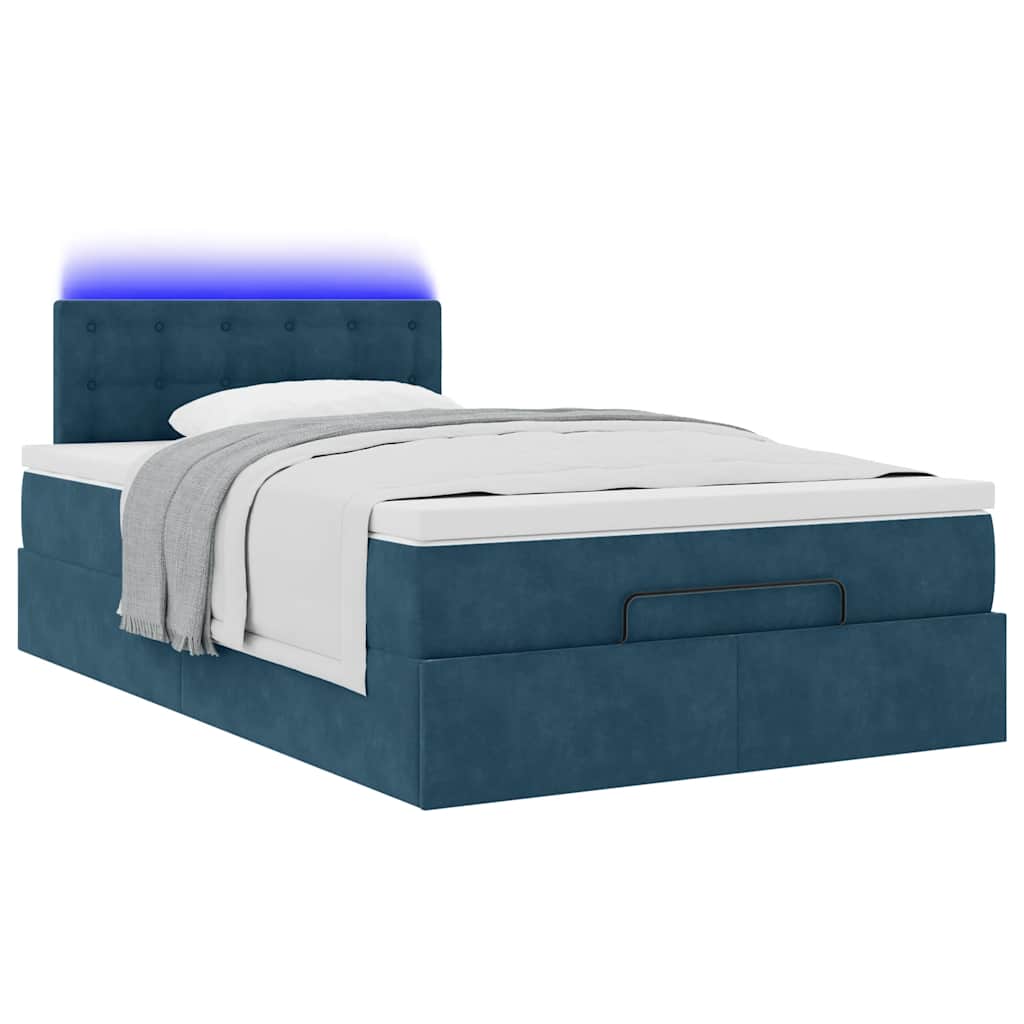 vidaXL Łóżko otomana z materacem i LED, ciemnoniebieski, 120x190cm