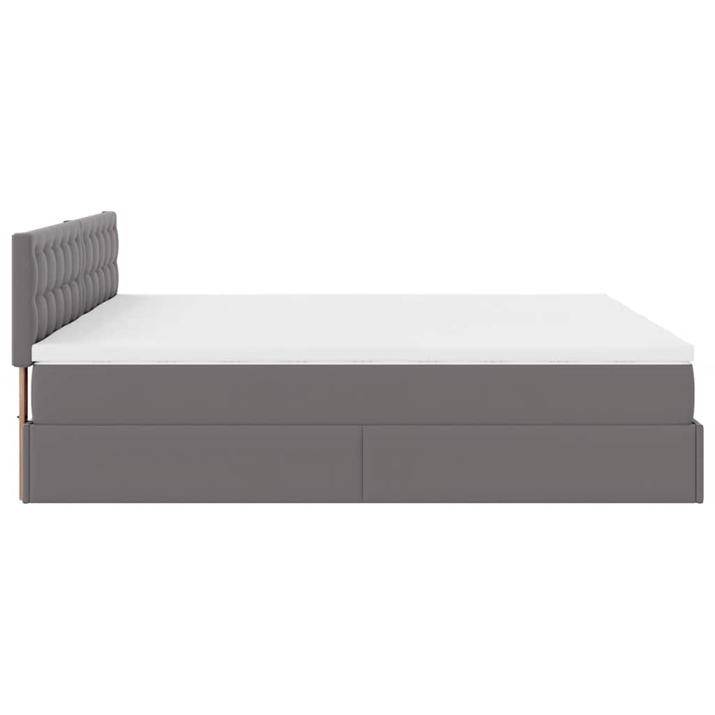 vidaXL Łóżko otomana z materacami i LED, szara, 180x200cm, ekoskóra