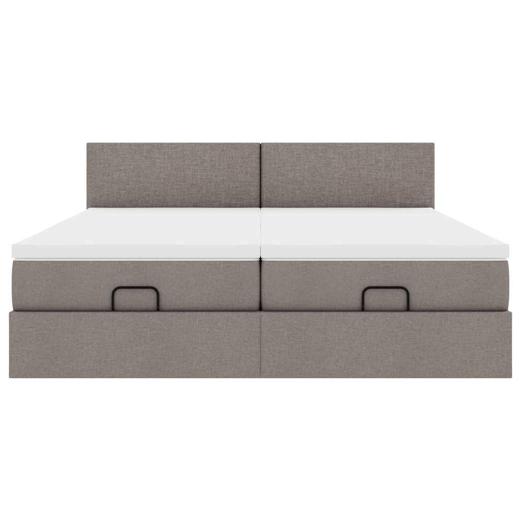 vidaXL Rama łóżka otomana z materacami, taupe, 180x200 cm, tkanina