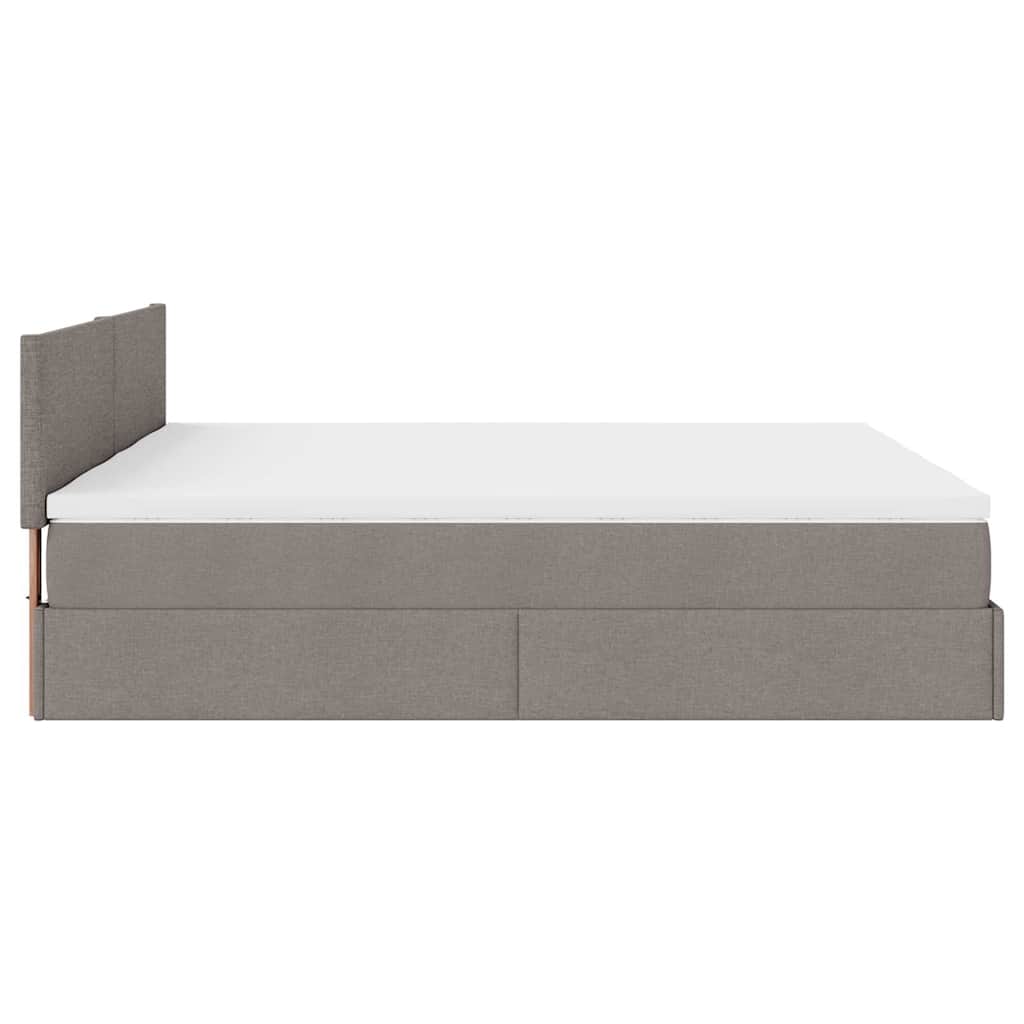 vidaXL Rama łóżka otomana z materacami, taupe, 180x200 cm, tkanina