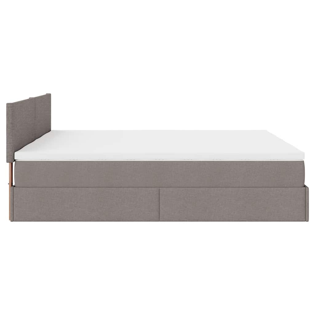 vidaXL Rama łóżka otomana z materacami, taupe, 200x200 cm, tkanina