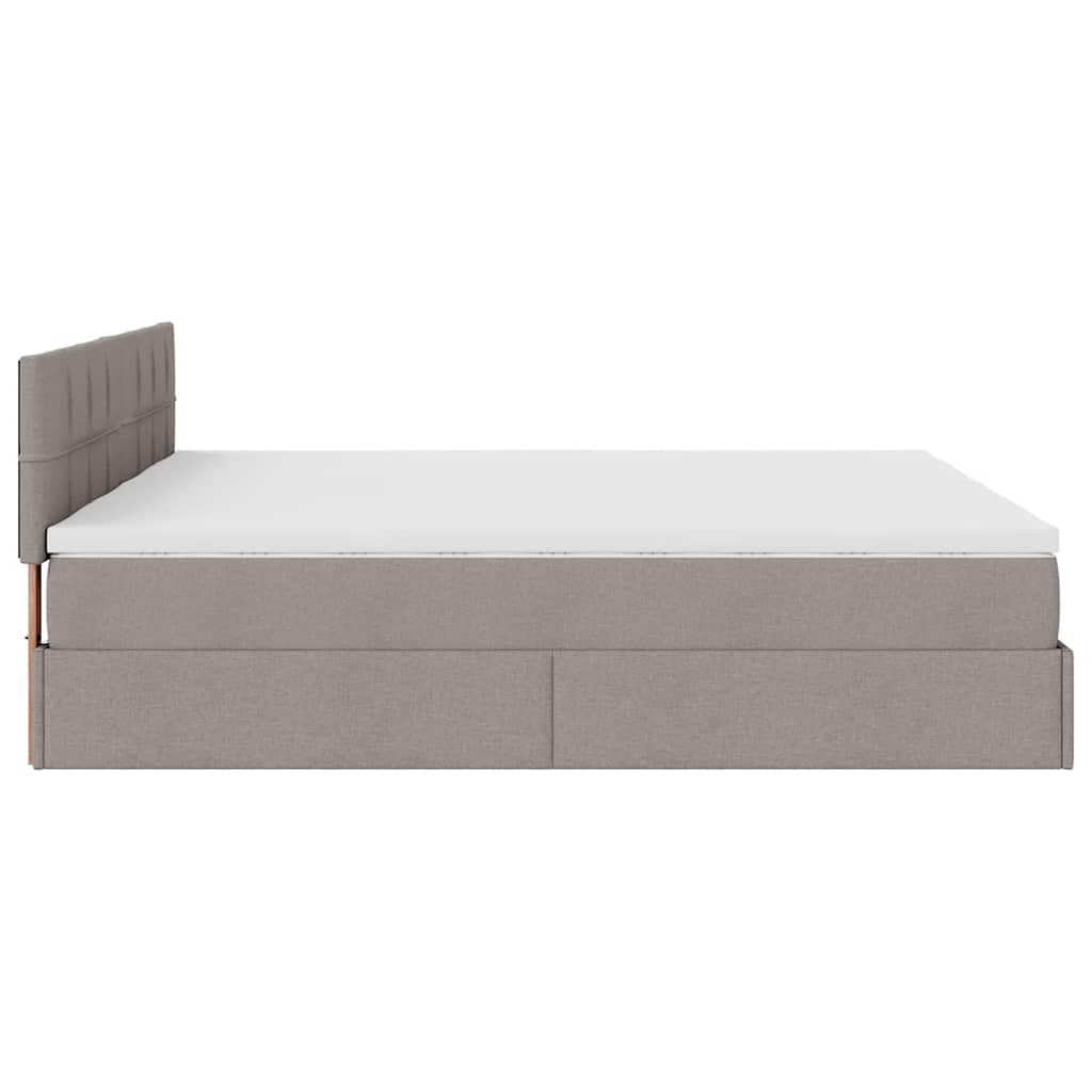 vidaXL Rama łóżka otomana z materacami, taupe, 200x200 cm, tkanina