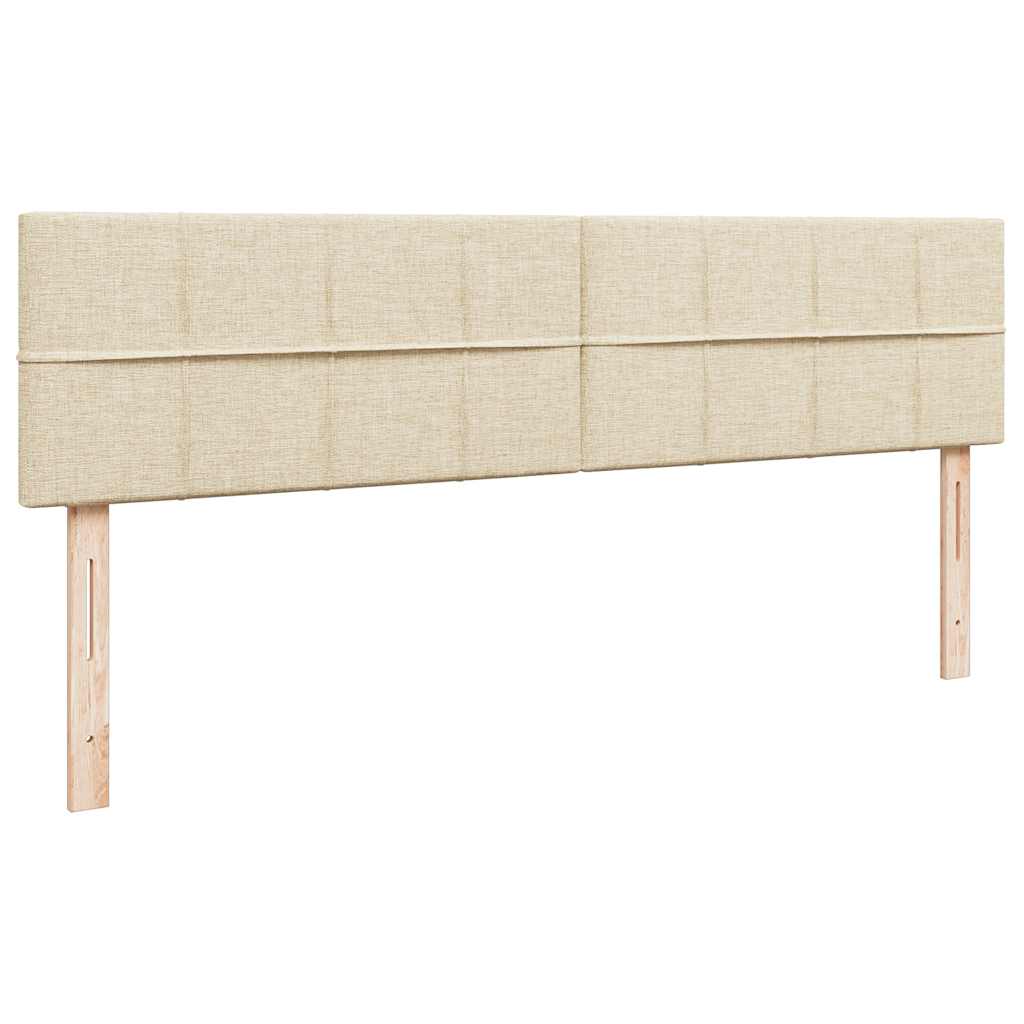 vidaXL Rama łóżka otomana z materacami, kremowa, 200x200 cm, tkanina