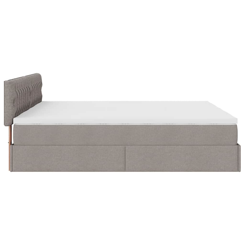 vidaXL Rama łóżka otomana z materacami, taupe, 200x200 cm, tkanina