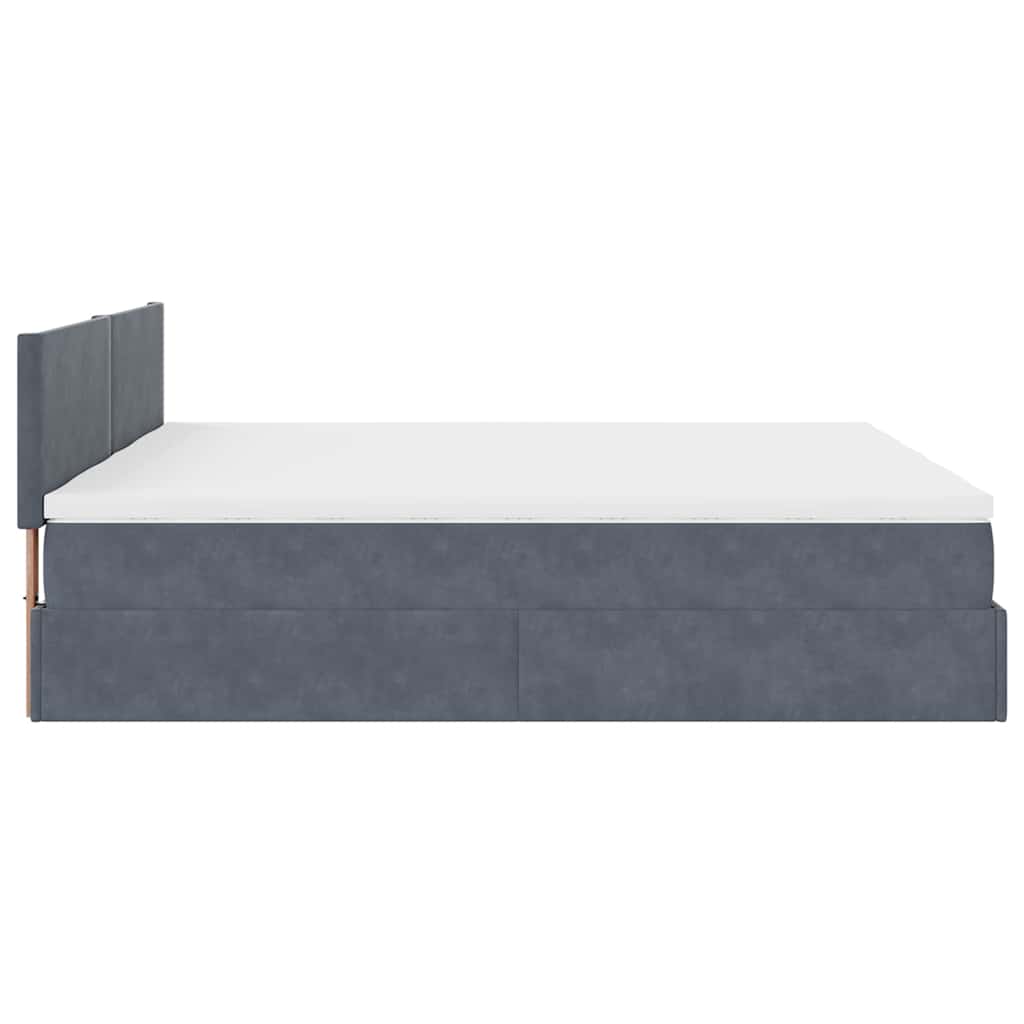 vidaXL Rama łóżka otomana z materacami, szara, 200x200 cm, aksamit