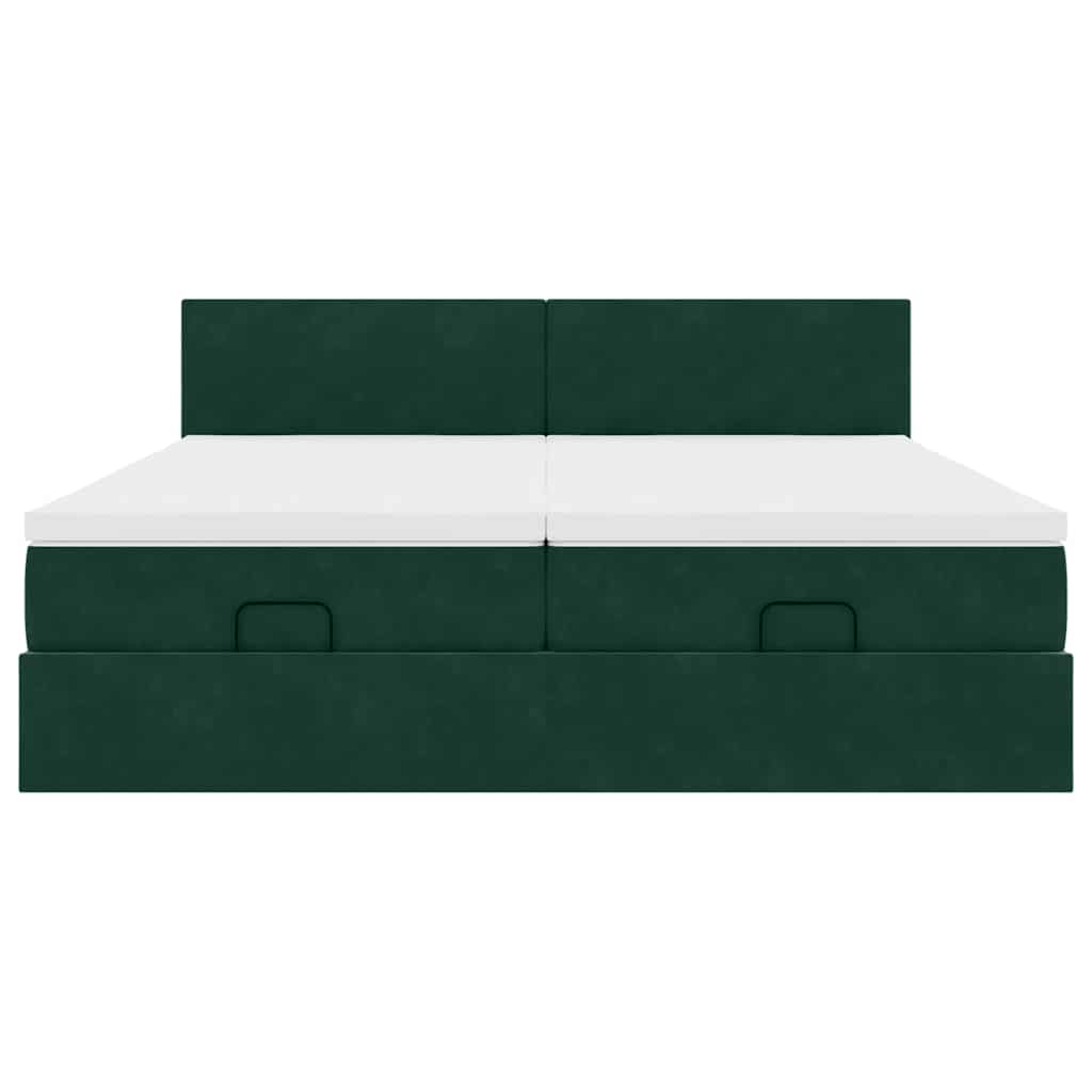 vidaXL Rama łóżka otomana z materacami, zielona, 200x200 cm, aksamit