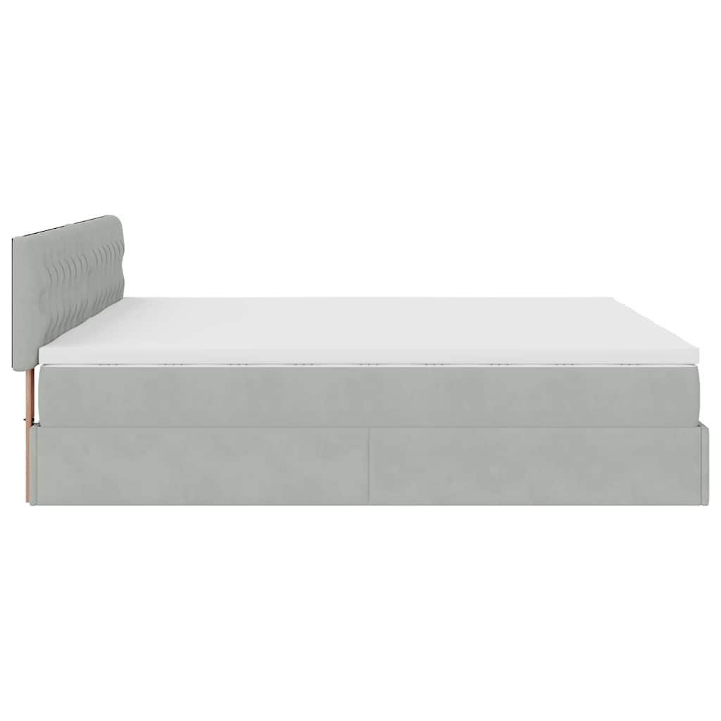vidaXL Rama łóżka otomana z materacami, szara, 180x200 cm, aksamit