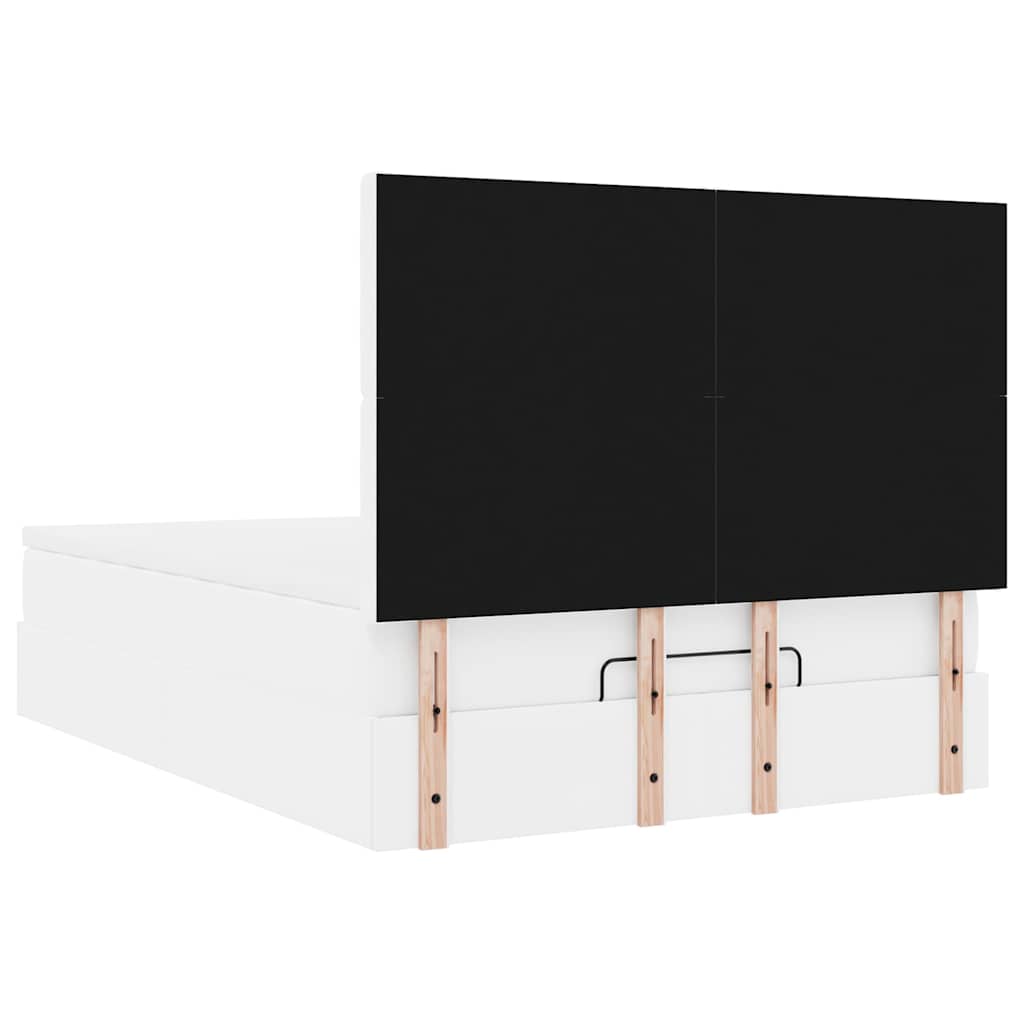 vidaXL Rama łóżka otomana z materacem, biała, 140x200 cm, ekoskóra