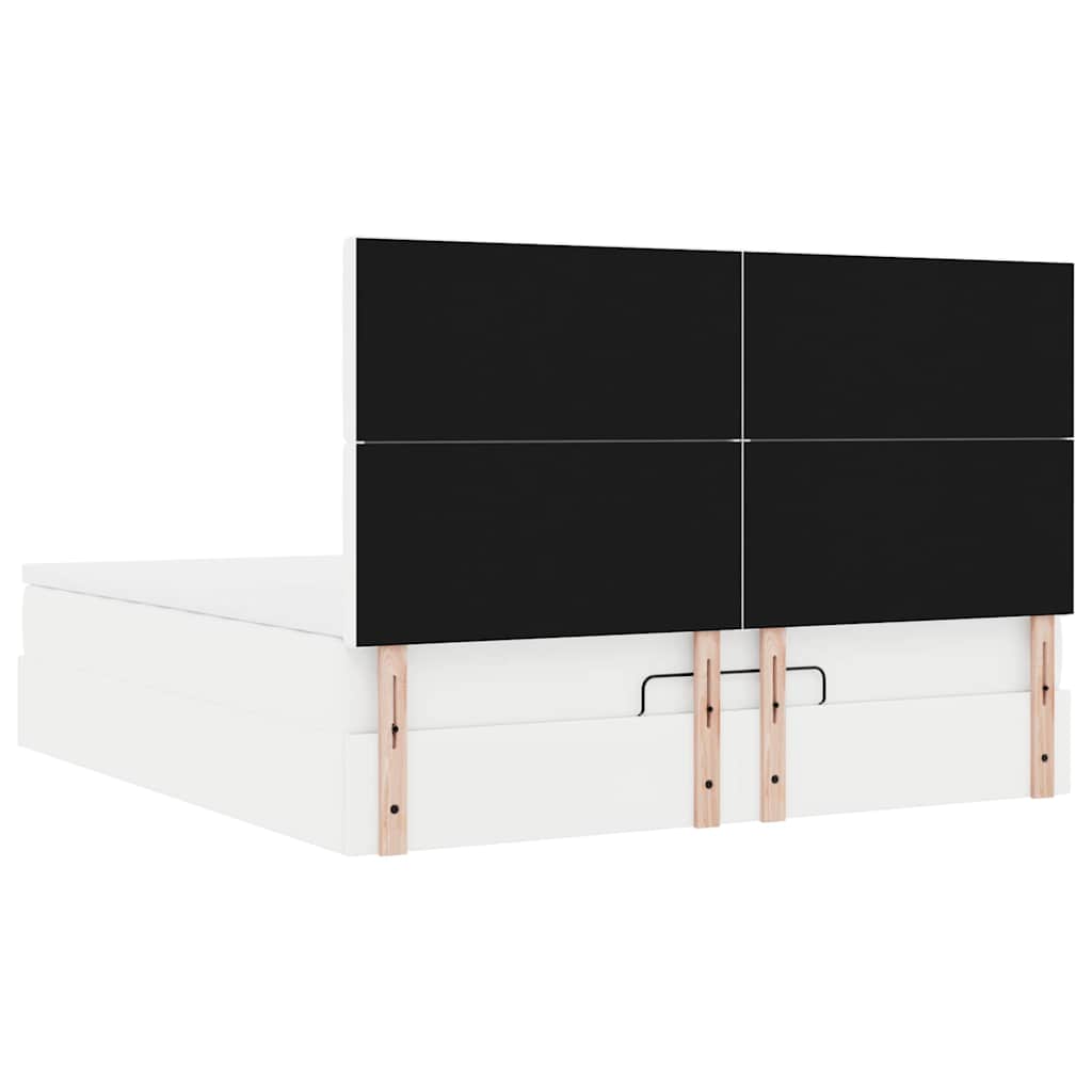 vidaXL Rama łóżka otomana z materacem, biała, 180x200 cm, ekoskóra
