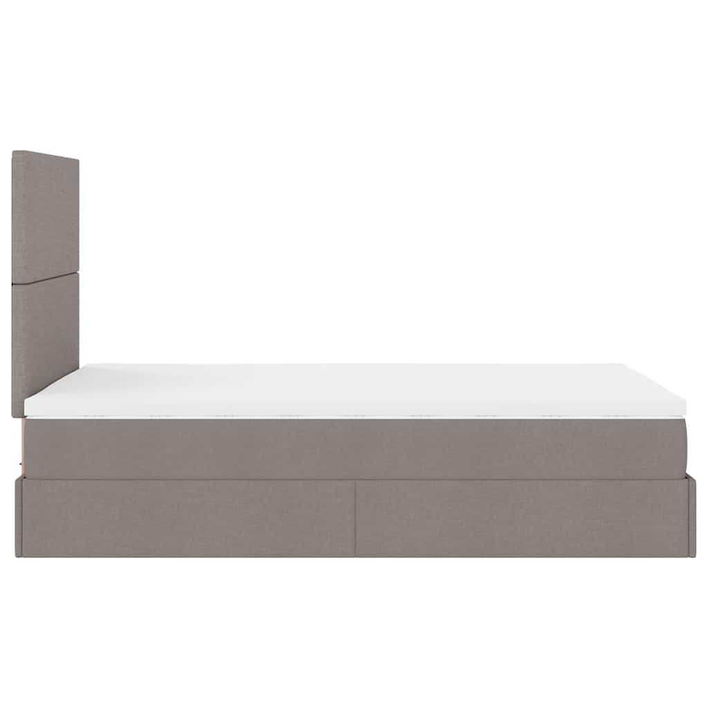 vidaXL Rama łóżka otomana z materacem, taupe, 120x190 cm, tkanina