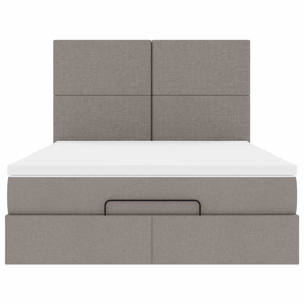 vidaXL Rama łóżka otomana z materacem, taupe, 140x190 cm, tkanina