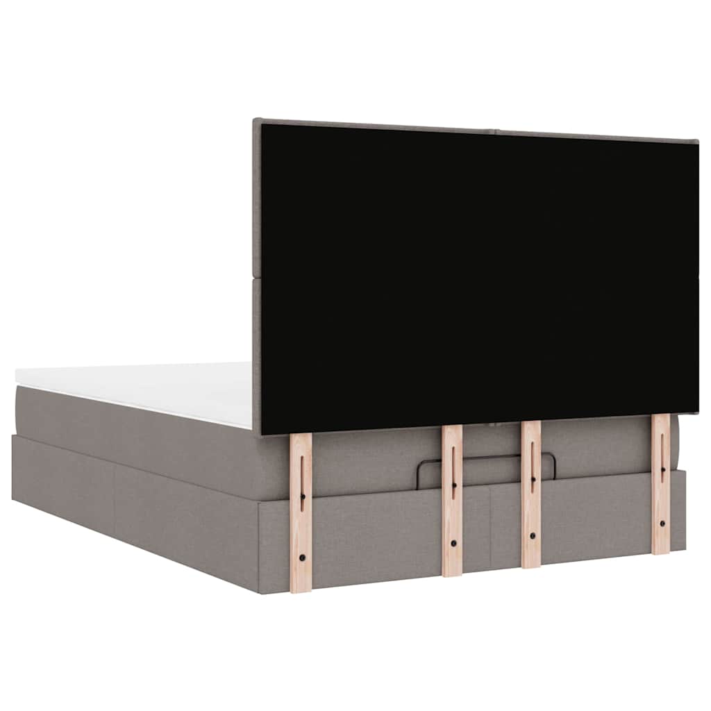vidaXL Rama łóżka otomana z materacem, taupe, 140x190 cm, tkanina