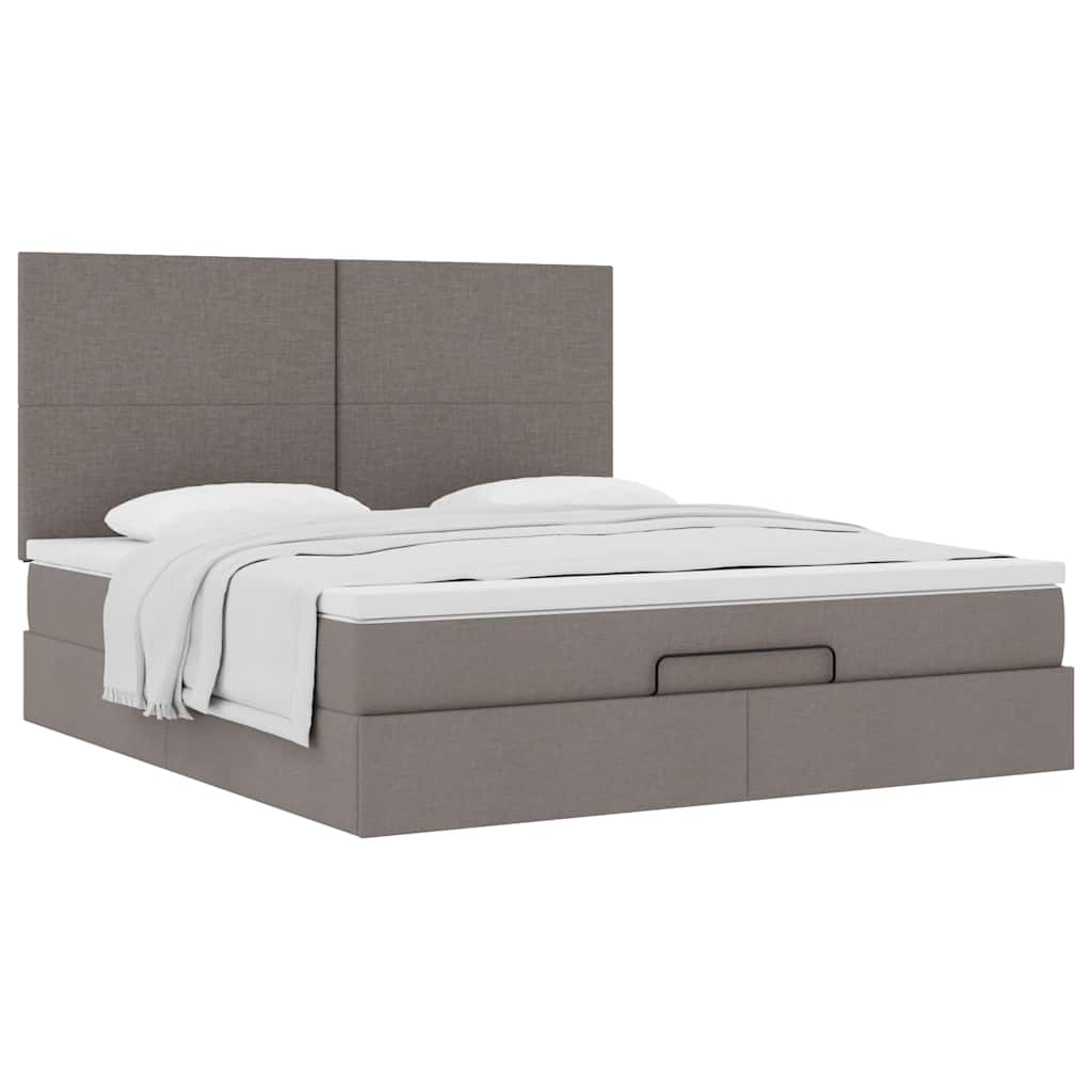 vidaXL Rama łóżka otomana z materacem, taupe, 160x200 cm, tkanina