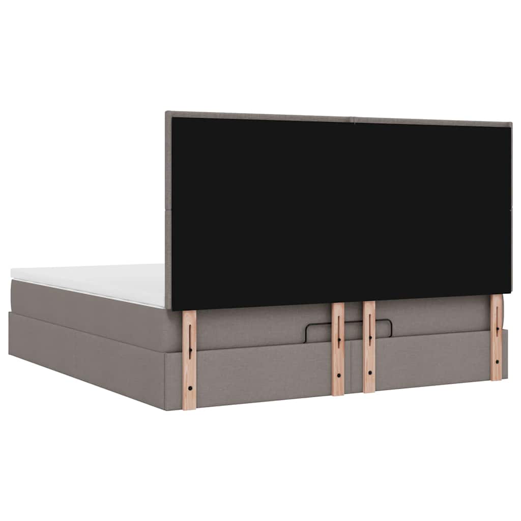 vidaXL Rama łóżka otomana z materacem, taupe, 160x200 cm, tkanina