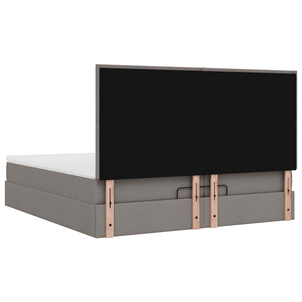 vidaXL Rama łóżka otomana z materacami, taupe, 200x200 cm, tkanina