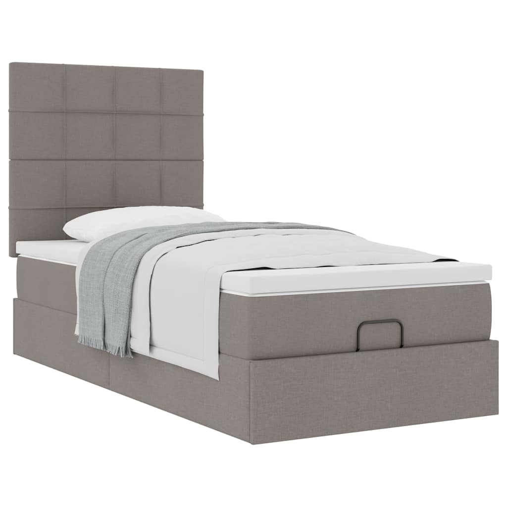 vidaXL Rama łóżka otomana z materacem, taupe, 80x200 cm, tkanina