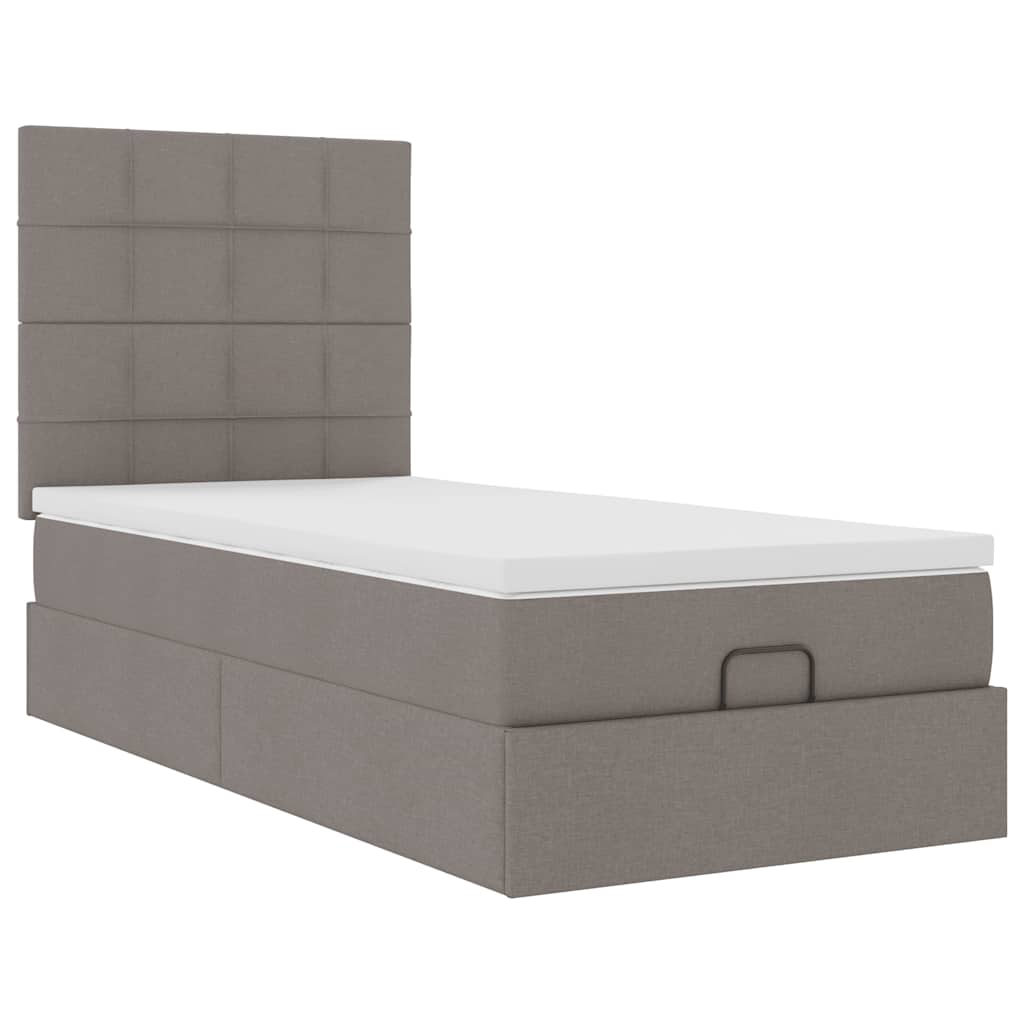 vidaXL Rama łóżka otomana z materacem, taupe, 80x200 cm, tkanina