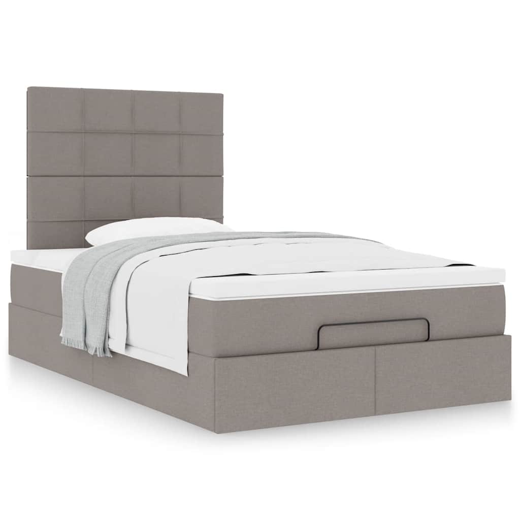 vidaXL Rama łóżka otomana z materacem, taupe, 120x190 cm, tkanina