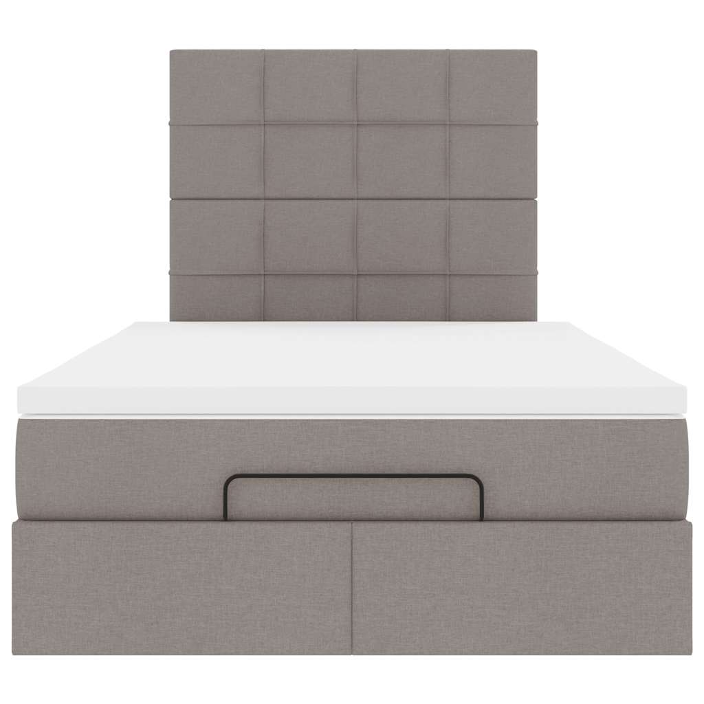 vidaXL Rama łóżka otomana z materacem, taupe, 120x190 cm, tkanina
