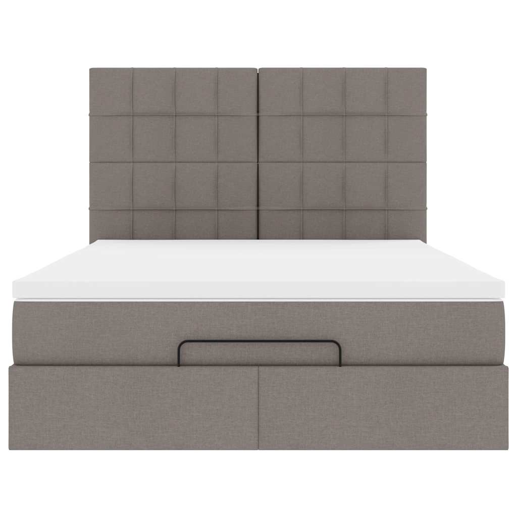 vidaXL Rama łóżka otomana z materacem, taupe, 140x190 cm, tkanina