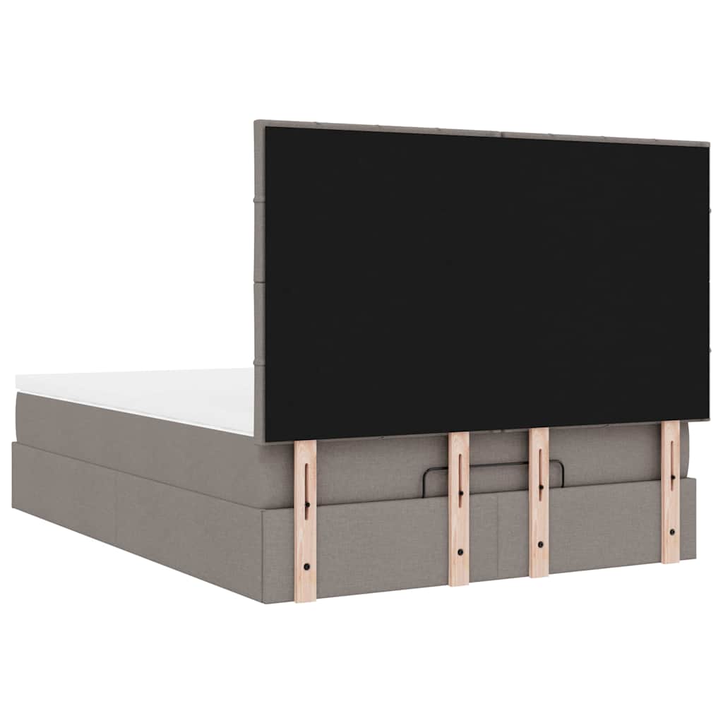 vidaXL Rama łóżka otomana z materacem, taupe, 140x190 cm, tkanina