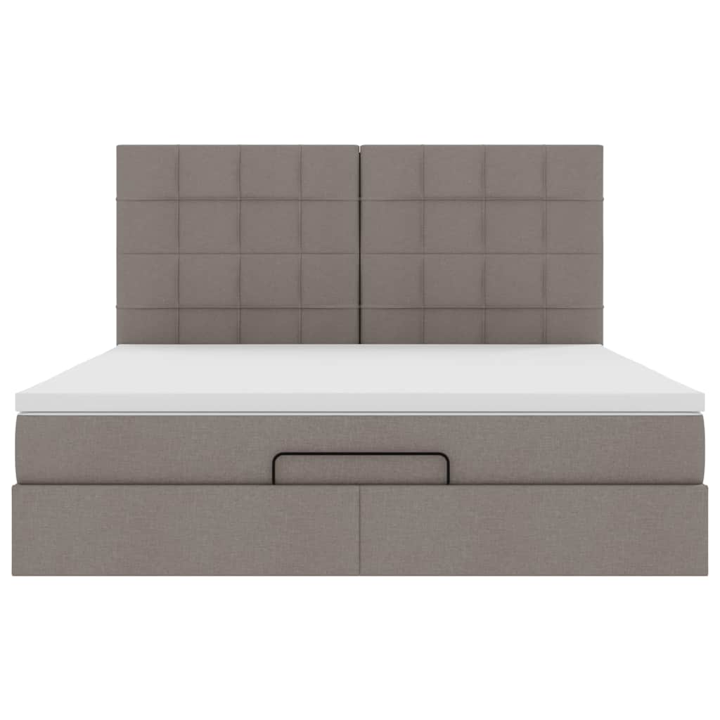 vidaXL Rama łóżka otomana z materacem, taupe, 160x200 cm, tkanina